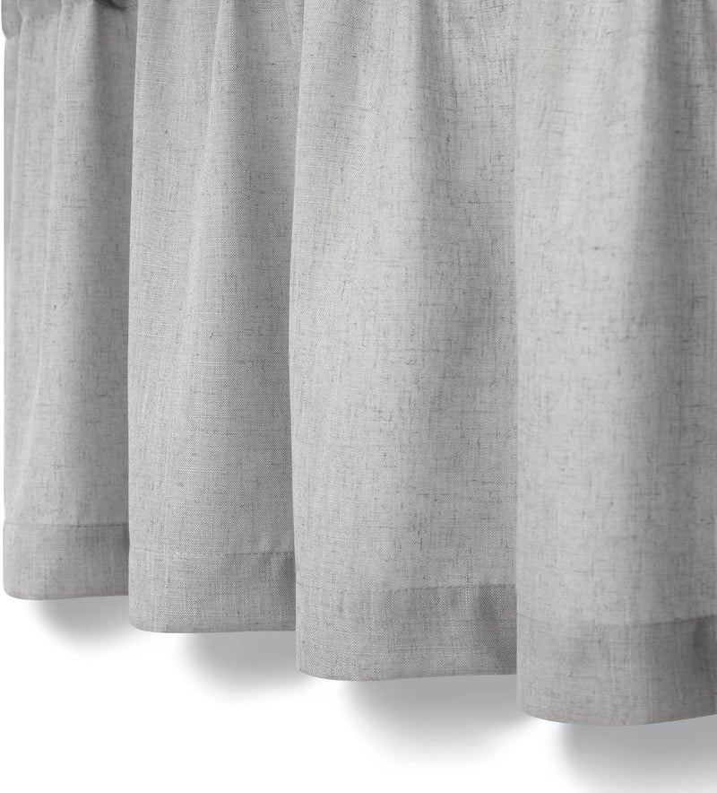 Pitalk Linen Valance for Windows Kitchen Living Room Valance Rod Pocket Modern Farmhouse Country Rustic Bathroom Small Window Treatment Semi Sheer Curtain Valance for Bedroom Office Laundry Light Grey Gray - Image 4